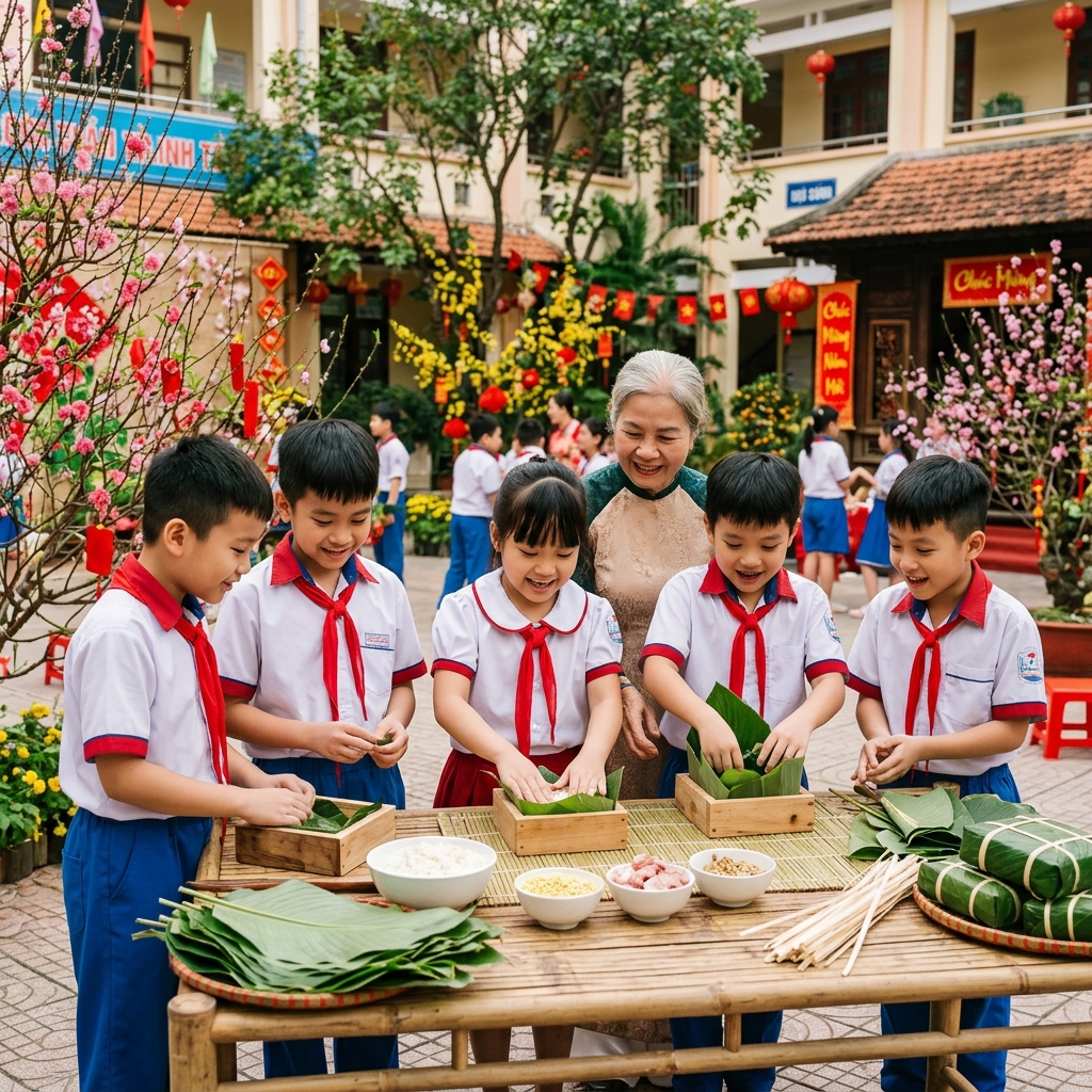 Trải Nghiệm Gói Bánh Chưng Nghĩa Tình